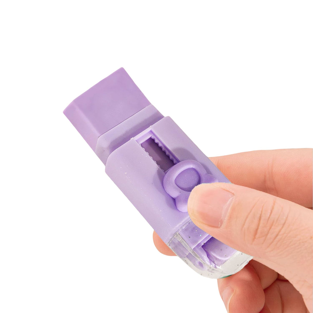 Radiera Retractabila, Flippy, Model Ursulet, Reglare Push-Pull, Radiera de tip Push, Doua Radiere de Rezerva in set din Cauciuc, Mov - vivimall.ro