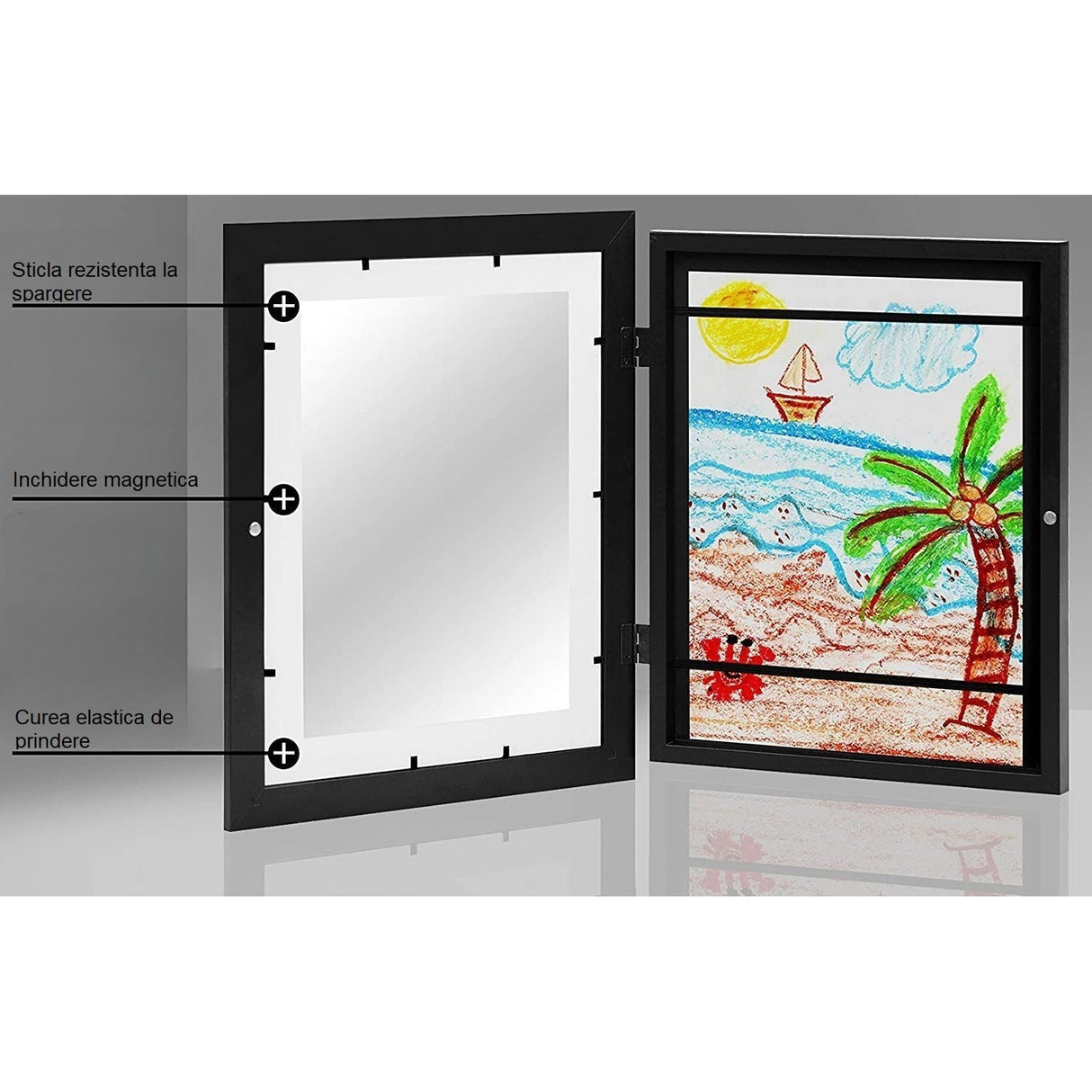 Rama Foto Din Plastic, Cu Spatiu Pentru Depozitare, Pentru Desene Si Picturi A4, Sticla Securizata - vivimall.ro