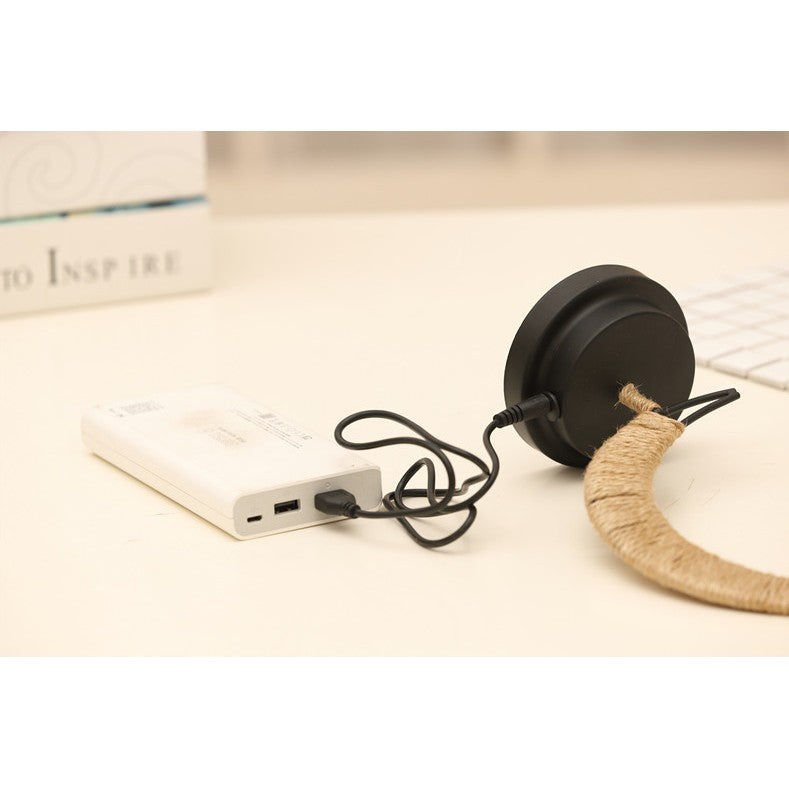 Lampa veghe Vivimall, semi-luna cu glob din rattan, led, 28x15 cm, alb cald - vivimall.ro