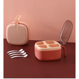 Recipient pentru condimente Vivimall, 4 casute, potrivit pentru sare, cimbru, piper, condimente, 4 lingurite din plastic, capac din plastic, maner, 14x14x8 cm, roz - vivimall.ro