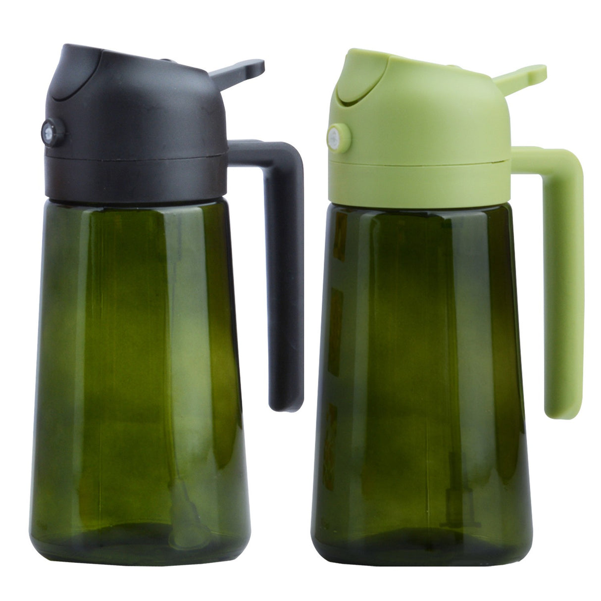 Recipient pentru Ulei 2 in 1, Vivimall, Set 2 Bucati, Functie Spray & Turnare, din Sticla, Fara Scurgere, 18.5 x 8 x 8 cm, 470 ml/buc, Sticla Verde, Verde/Negru - vivimall.ro