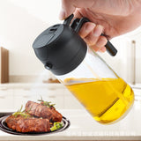 Recipient pentru Ulei 2 in 1, Vivimall, Set 2 Bucati, Functie Spray & Turnare, din Sticla, Fara Scurgere, 18.5 x 8 x 8 cm, 470 ml/buc, Sticla Teansparenta, Verde/Negru - vivimall.ro