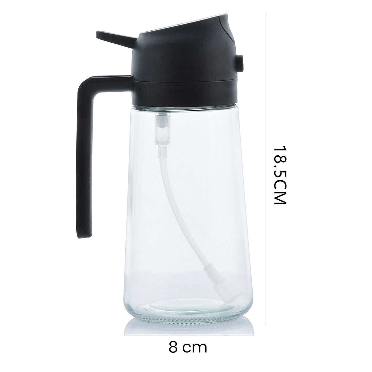 Recipient pentru Ulei 2 in 1, Vivimall, Set 2 Bucati, Functie Spray & Turnare, din Sticla, Fara Scurgere, 18.5 x 8 x 8 cm, 470 ml/buc, Sticla Teansparenta, Verde/Negru - vivimall.ro