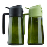 Recipient pentru Ulei 2 in 1, Vivimall, Set 2 Bucati, Functie Spray & Turnare, din Sticla, Fara Scurgere, 18.5 x 8 x 8 cm, 470 ml/buc, Sticla Verde, Verde/Negru - vivimall.ro