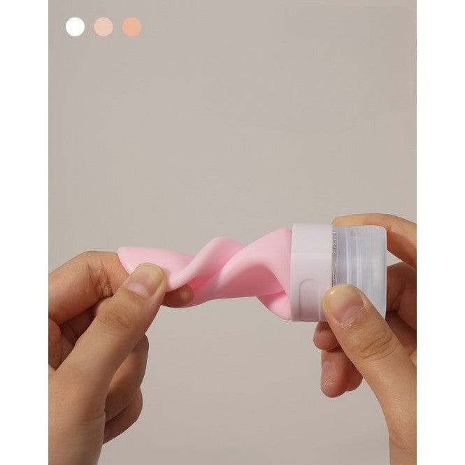 Recipient Portabil din Silicon Elegant de Voiaj, Sticla de Calatorie, Vivimall, Potrivita pentru Lotiune, Sampon si Alte Lichide, Anti-scurgere, cu Posibilitate de Reumplere, Capacitate 90mL, 14cm, Roz - vivimall.ro