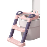 Reductor si Scaunel Inaltator WC, Vivimall, pentru Copii 1 - 7 Ani, 2 Trepte Reglabile, Pliabil, Colac Moale, cu Spatar si Manere, Inaltime 54/58 cm x 39.5 x 35 cm, din Plastic+PVC, Roz/Mov - vivimall.ro