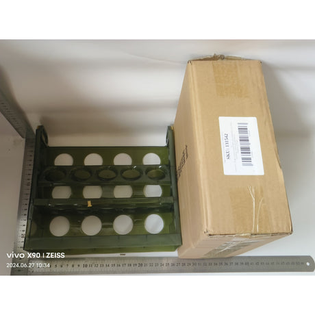 Suport Organizator pentru Oua, Vivimall, pentru Frigider, Verde transparent, Capacitate 30 oua, Trei straturi, cu Data de Expirare, 25.5x10x23 cm - vivimall.ro