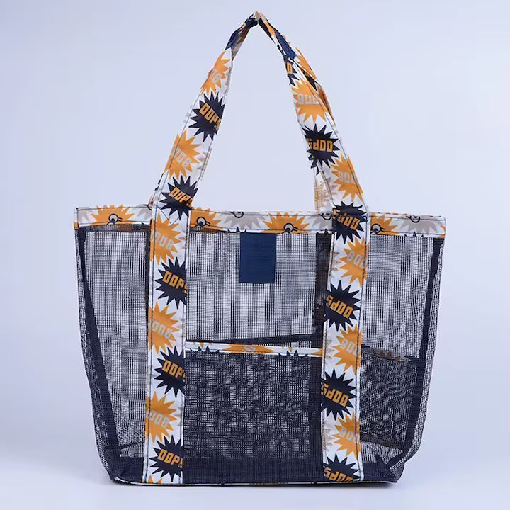 Geanta De Plaja Negru Imprimeu Oops | BeachVibe 4