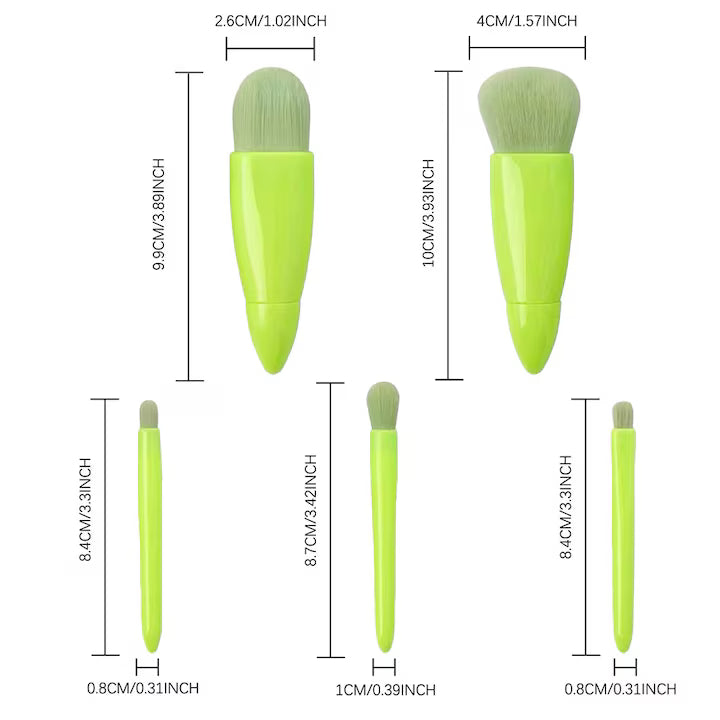 5 db-os mini ecsetkészlet tükrös tokkal, lime zöld | LimeBrush