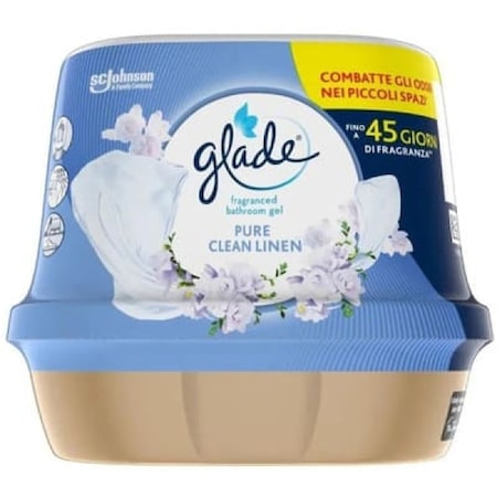 Glade Gel odorizant pentru baie Pure Clean Linen, 180 g — până la 45 zile parfum - vivimall.ro