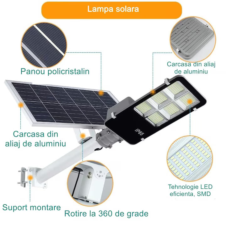 Napelemes lámpa 417 LED-es hidegfény | Lumitrax 3