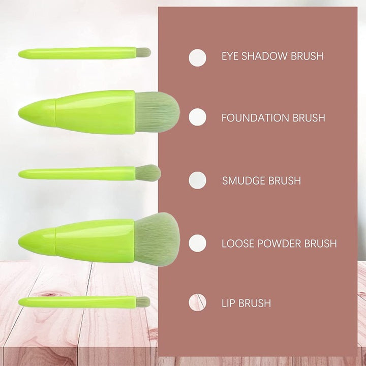 5 db-os mini ecsetkészlet tükrös tokkal, lime zöld | LimeBrush