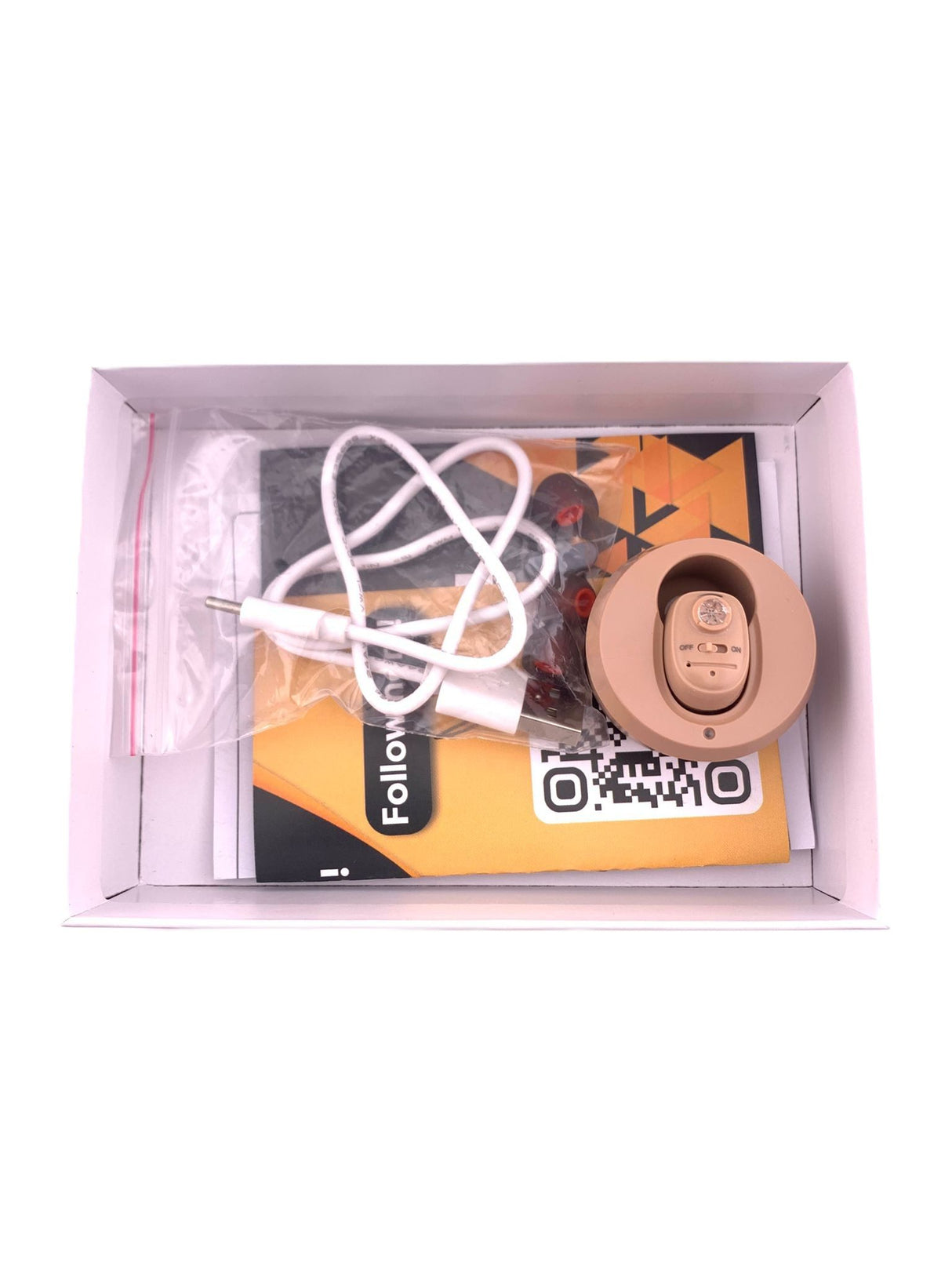 RESIGILAT - Aparat Auditiv Intraauricular In-Ear, Flippy, Amplificator de sunet pentru Auz, Minuscul Design Nou, 14 x 10 x 3.8 cm, 116 gr, Camel - vivimall.ro