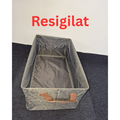 Resigilat: Cutie de Depozitare Tip Cos, Flippy, Material Textil, Pliabila, 47x28x20 cm, 35 l, Cadru Metalic, cu Manere, Maro - vivimall.ro