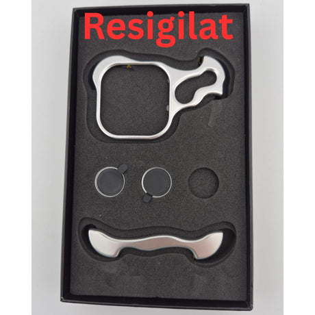 Husă metalică Flippy pentru iPhone 16 Pro, culoare argintiu, vedere frontală, aliaj antisoc