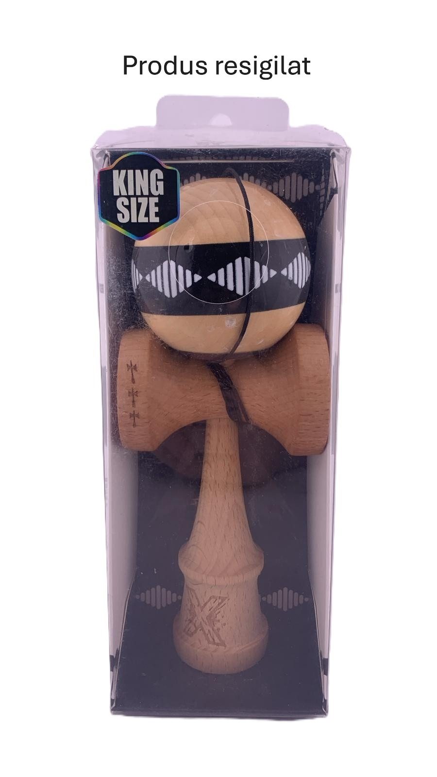 RESIGILAT - Kendama X FREQUENCY Originala, Profesionala, Flippy, Big Cups V2, Super Sticky cu Cupe Mari, Rulment Metalic, din lemn 18 cm, Ata 55 cm, Negru/Maro - vivimall.ro