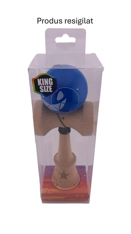 RESIGILAT - Kendama X Originala, Profesionala, Flippy, Crazy Smile, Super Sticky cu Cupe Mari KING SIZE V3, Gaura in Baza, Rulment Metalic, din lemn 18 cm, Ata 62/65 cm, Special Albastru - vivimall.ro