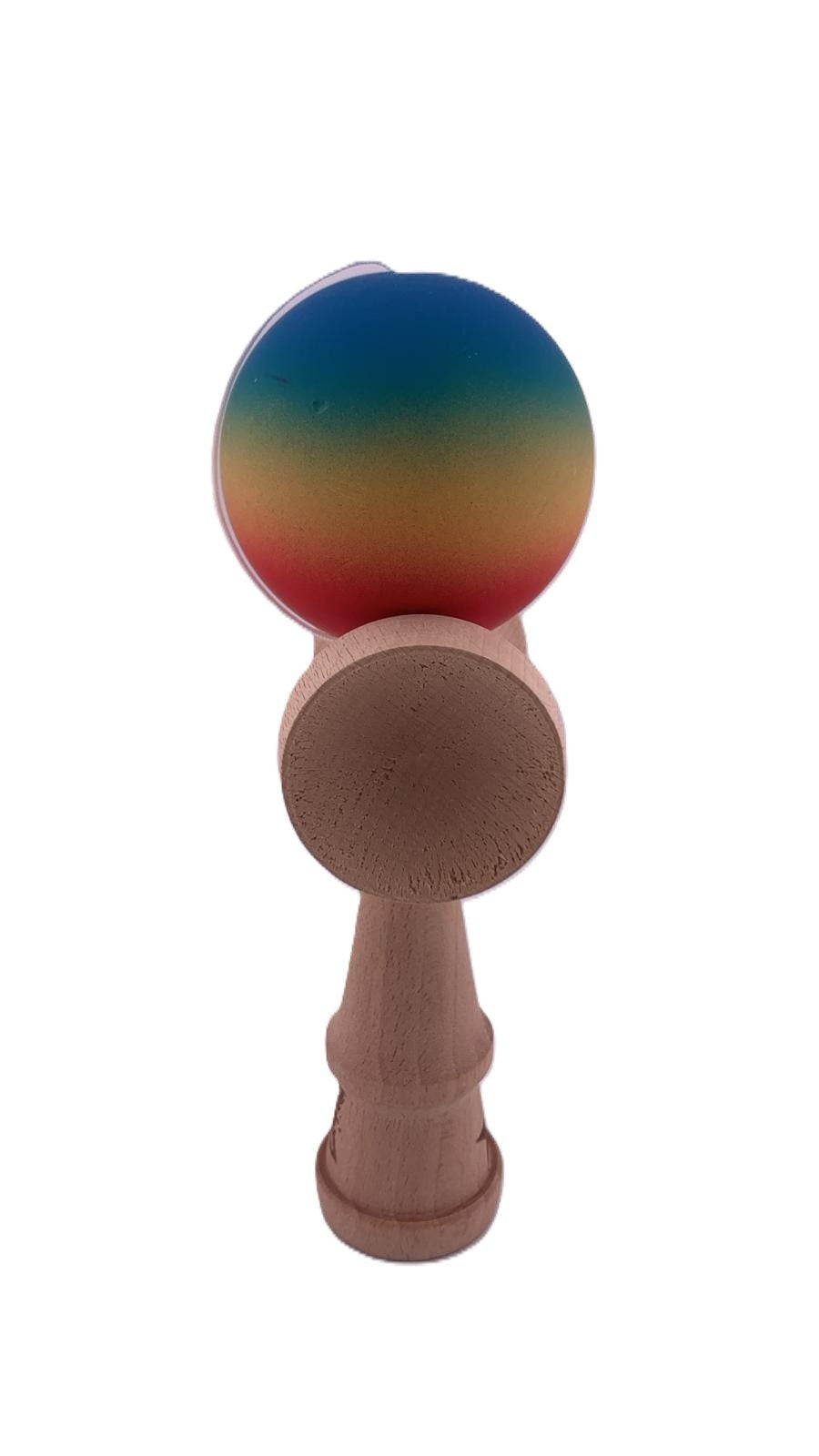 RESIGILAT - Kendama X Originala, Profesionala, Flippy, din Lemn, Rubber Grip, 18 cm, Rosu/Galben/Albastru - vivimall.ro