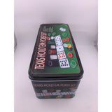 Cărți de joc poker și jetoane Flippy Texas Hold'em, dispuse pe masă, vedere frontală completă