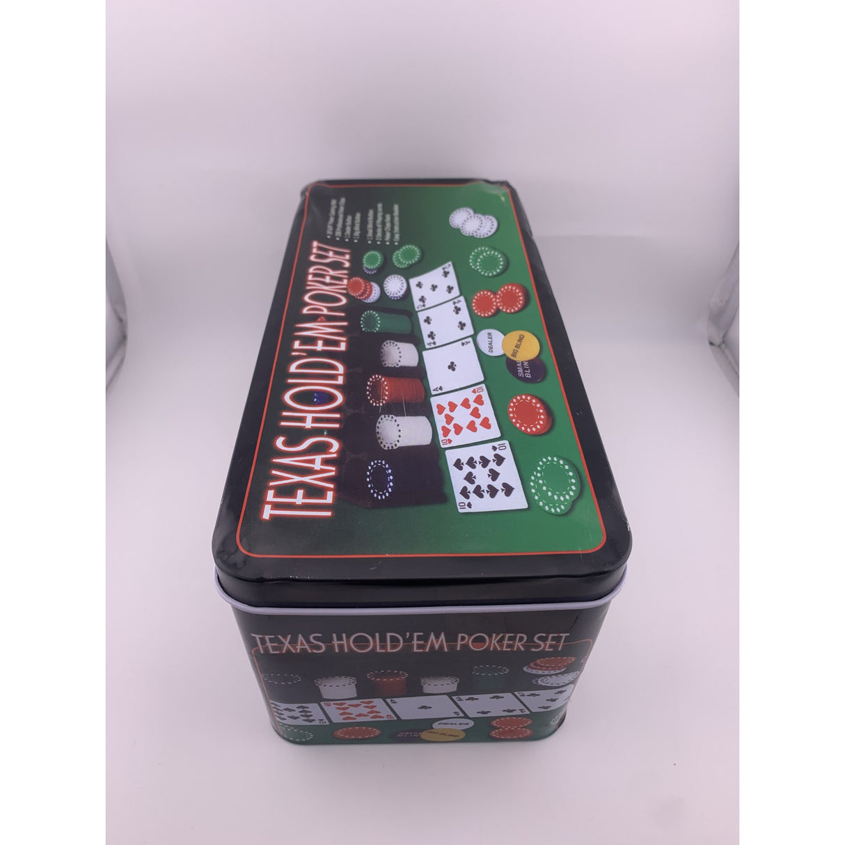 Cărți de joc poker incluse în setul Flippy Texas Hold'em, două pachete complete, vedere frontală