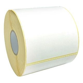 Detaliu adeziv etichetă termică 100x150mm aplicată pe colet, rezistență la transport
