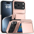 Husă iPhone 17 Pro Max Rose Gold din policarbonat cu compartiment carduri, vedere frontală