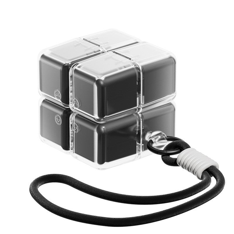 Organizator medicamente Flippy model Rubik Cube negru, vedere frontală, compartimente 7 zile, 7.3x6x6 cm
