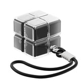 Organizator medicamente Flippy model Rubik Cube negru, vedere frontală, compartimente 7 zile, 7.3x6x6 cm