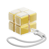 Organizator medicamente Flippy model Rubik Cube galben, 7 compartimente zilnice, 7.3x6x6 cm, vedere frontală