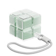 Cutie medicamente Flippy model Rubik Cube verde deschis, dozator portabil 7 zile, 7.3x6x6 cm, vedere frontală