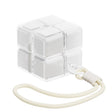 Organizator medicamente Flippy model Rubik Cube alb, vedere frontală, compartimente pentru 7 zile, 7.3x6x6 cm