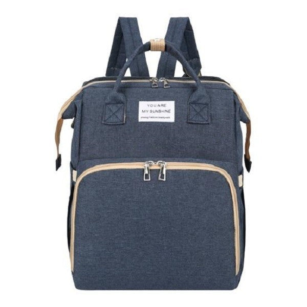 Rucsac Multifunctional pentru Mamici, Vivimall, cu Patut Pliabil si Baza de Schimbat, Rezistent la Apa, Capacitate Mare, Usor, Compartimente Multiple, Buzunar Termic pentru Lapte, 42 x 32 x 22 cm, Albastru Inchis - vivimall.ro