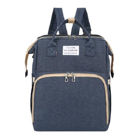 Rucsac Multifunctional pentru Mamici, Vivimall, cu Patut Pliabil si Baza de Schimbat, Rezistent la Apa, Capacitate Mare, Usor, Compartimente Multiple, Buzunar Termic pentru Lapte, 42 x 32 x 22 cm, Albastru Inchis - vivimall.ro