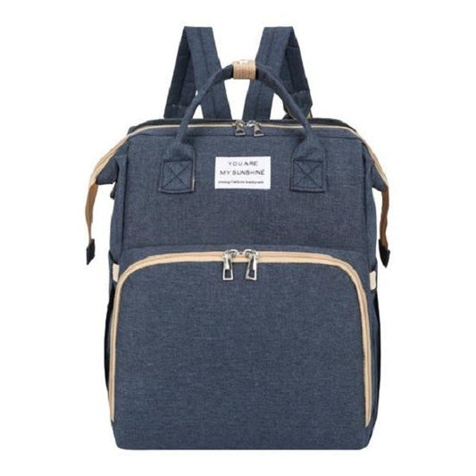 Rucsac Multifunctional pentru Mamici, Vivimall, cu Patut Pliabil si Baza de Schimbat, Rezistent la Apa, Capacitate Mare, Usor, Compartimente Multiple, Buzunar Termic pentru Lapte, 42 x 32 x 22 cm, Albastru Inchis - vivimall.ro