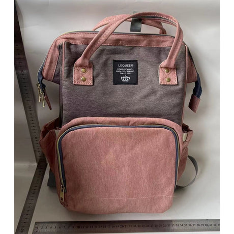 Rucsac Multifunctional pentru Mamici, Vivimall, din Panza Oxford, Compartimentare Multipla, Impermeabil, 43 x 18 x 26 cm, Roz/Gri - vivimall.ro