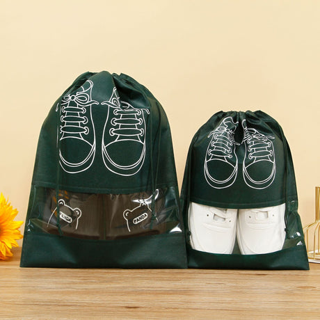 Sac Depozitare Incaltaminte, Pentru Voiaj Sau Depozitare, Rezistent La Praf, Compatibil Cu Masina De Spalat, 27 X 36 Cm, Verde Inchis - vivimall.ro