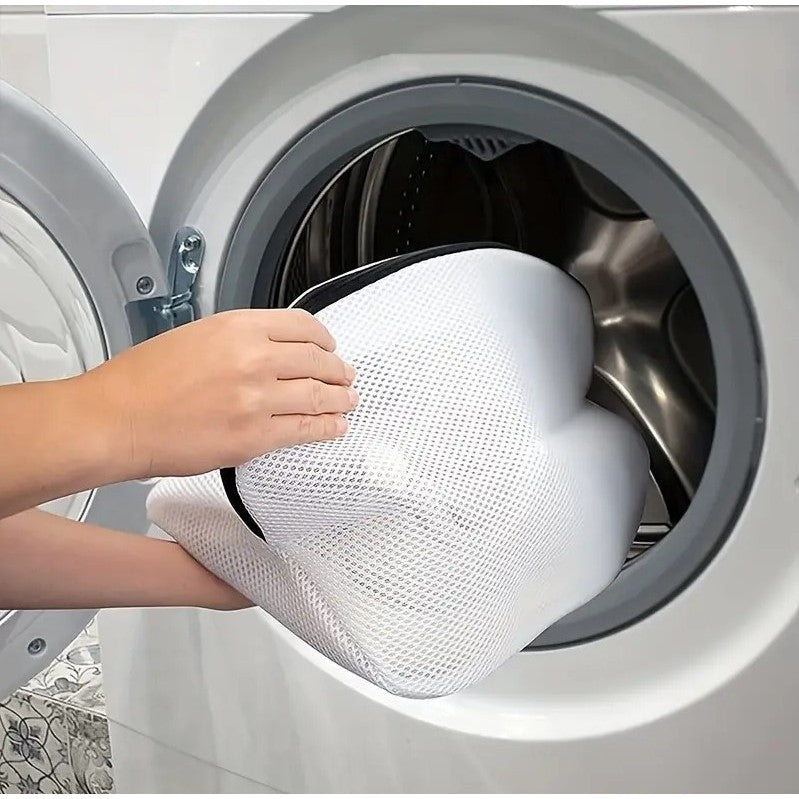 Sac pentru spalare si uscare incaltaminte Vivimall, compatibil cu masina de spalat, material rezistent, 42 x 24 x 24 cm, alb - vivimall.ro