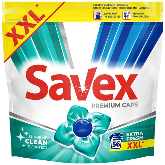 Detergent Capsule pentru Rufe, SAVEX, Extra Fresh, Set 56 Bucati - vivimall.ro
