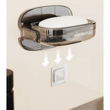 Savoniera cu Suport 2 in 1, Vivimall, Pentru Perete sau Blat, PET, Scurgere Optima, GriTransparent - vivimall.ro