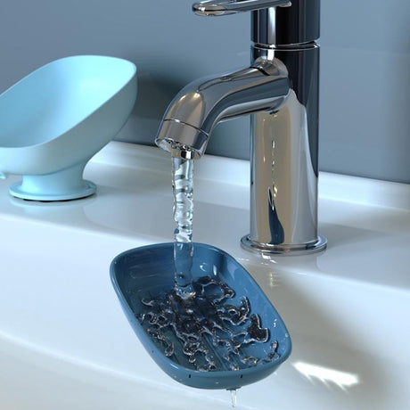 Savoniera din Plastic, Vivimall, cu Ventuza, Design Modern, Albastru - vivimall.ro