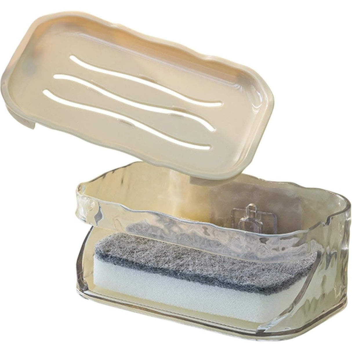 Savoniera Dubla, Flippy, 2 Straturi, Instalare fara Perforare, Agatatoare Burete, 13.5 x 8.5 x 6 cm, Bej