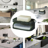 Savoniera Dubla, Flippy, 2 Straturi, Instalare fara Perforare, Agatatoare Burete, 13.5 x 8.5 x 6 cm, Verde Inchis