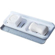 Savoniera dublă de perete alb/gri, din PP, 26x8x4 cm, vedere frontală cu două compartimente