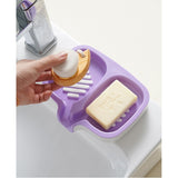 Savoniera Dubla, Vivimall, Sistem de Scurgere a Apei, din ABS, 14.5 x 18 x 3 cm, Mov/Alb - vivimall.ro
