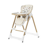 Scaun de Masa 2in1, Vivimall, pentru Copii 6 luni - 4 Ani, Pliabil, cu Roti, Balansoar, Leagan, Reglabil, Tava de Masa Dubla, Centura in 5 Puncte, 96 x 56 x 76 cm, Sampanie - vivimall.ro