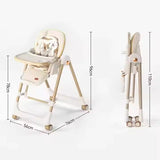 Scaun de Masa 2in1, Vivimall, pentru Copii 6 luni - 4 Ani, Pliabil, cu Roti, Balansoar, Leagan, Reglabil, Tava de Masa Dubla, Centura in 5 Puncte, 96 x 56 x 76 cm, Sampanie - vivimall.ro