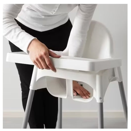 Scaun de Masa, Vivimall, pentru Bebelusi si Copii 6-36 Luni, din Plastic/Metal, Centura in 2 Puncte, Tava Detasabila, 63 x 57 x 85 cm, Alb - vivimall.ro