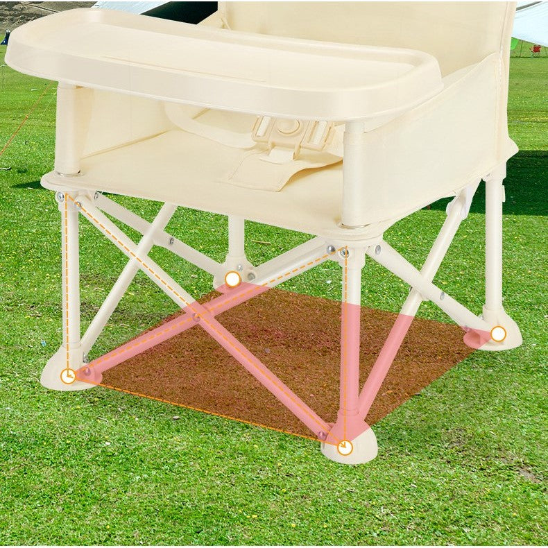 Scaun de Masa pentru Bebelusi si Copii, Flippy, Tavita si Husa Detasabile, Multifuncțional, Stabil, Centura de Siguranta, Cos de Depozitare, Bej, cu Umbrela Roz, de la 6 Luni - vivimall.ro