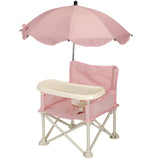 Scaun de Masa pentru Bebelusi si Copii, Flippy, Tavita si Husa Detasabile, Multifuncțional, Stabil, Centura de Siguranta, Cos de Depozitare, Roz, cu Umbrela Roz, de la 6 Luni - vivimall.ro