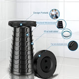 Scaun Telescopic Pliabil pentru Camping si Pescuit, Vivimall, Portabil, Universal, Sustine 150 kg, ABS, Diametru 25 cm, Extensibil, Inaltime 45 cm, Negru - vivimall.ro